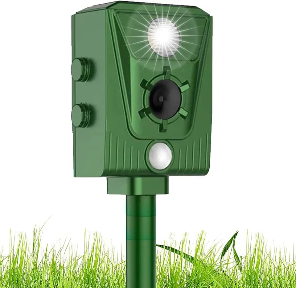 Ultraschall Katzenschreck, Solarbetrieben Wasserdicht Tierschreck Blinklicht und USB, Ladung für Katzen Hunde Eichhörnchen Ratte Füchse Schlange Hirsch Wildtiere, Garten Ultraschall Fuchsabwehr