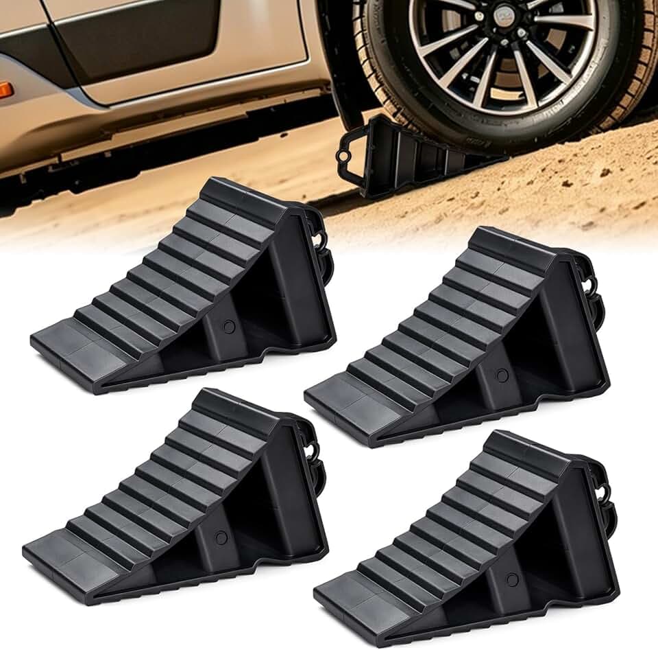 Camper Wheel Chocks, Anti-Slip Tire Blocks, Easy to Place & Remove