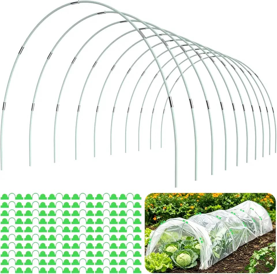 60Pcs Greenhouse Hoops for Raised Beds, Rust-Free Fiberglass