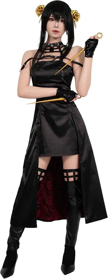 OSIAS Spy Family Yor Cosplay Outfit Yor Forger Yor Briar Thorn Princess Kostüm Kleid (XXL)
