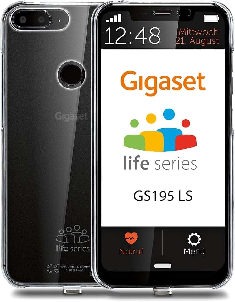 Gigaset GS195LS Smartphone für Senioren Made in Germany mit 3GB RAM ohne Vertrag – mit individuellem Startbildschirm, Notruffunktion, extra großer Ziffern- und Textanzeige, Titanium Grey