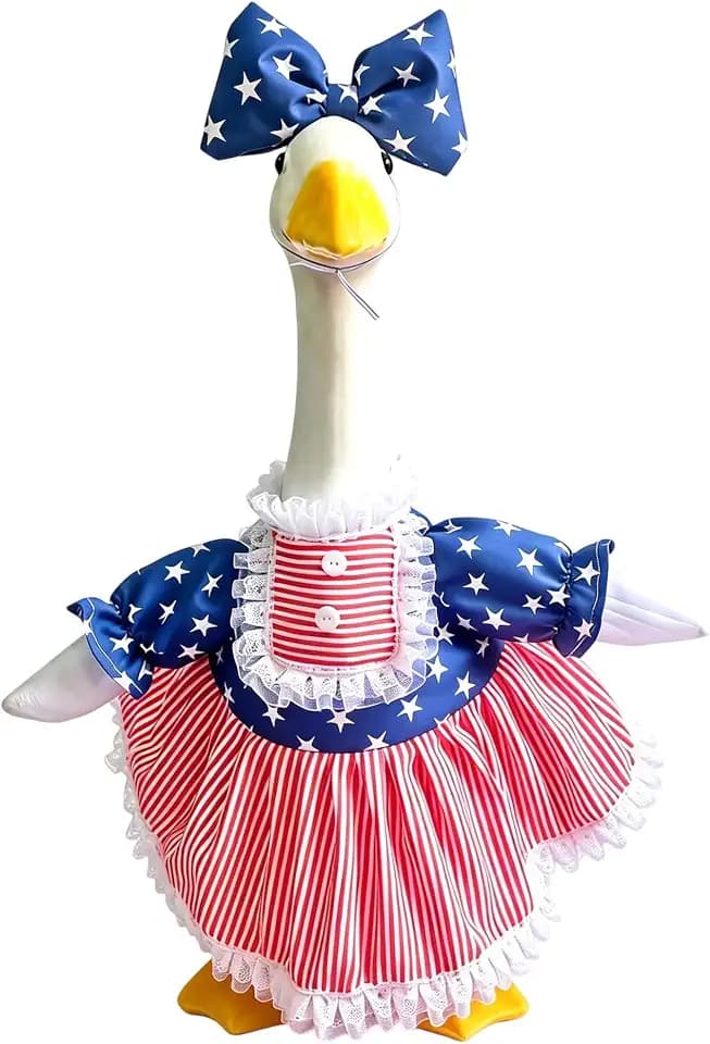 Go Ho 4th of July Porch Goose Outfit, American Flag Patriotic Clothes for 23 Inch Porch Goose Statue, Summer Sculpture Clothes for 250th Anniversary USA Outdoor Lawn Garden Patio Decoration