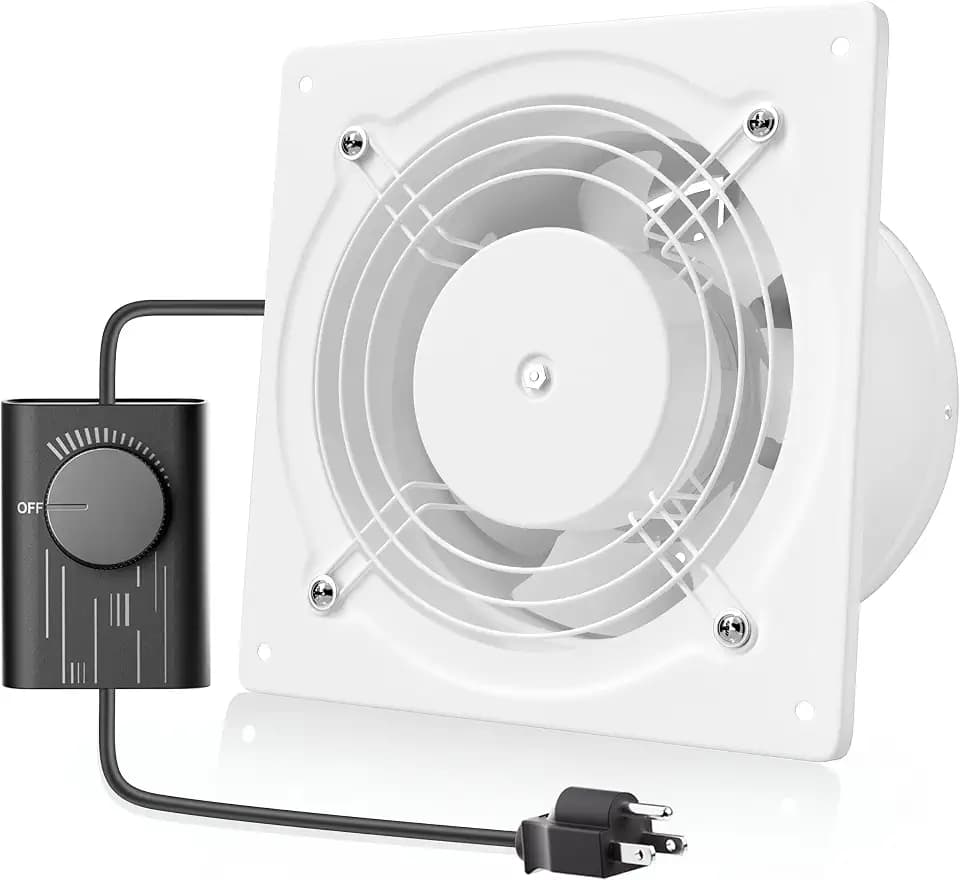 HG Power 6 Inch Exhaust Fan with Speed Controller, 308CFM Wall Exhaust Fanfor Kitchen, Bathroom, Metal Extractor Fan for Pet Room, Smoking Room, Attic, Garage, Window Ventilation