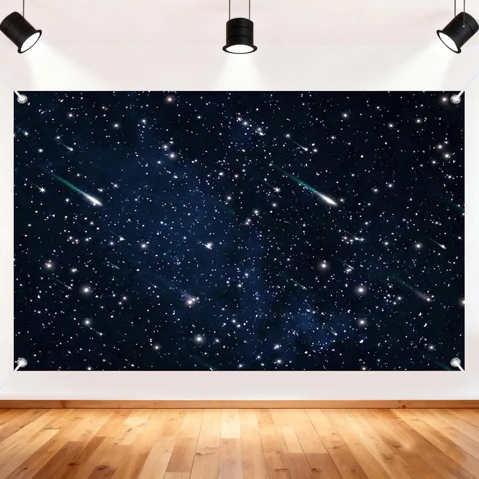 Night Sky Star Backdrop Banner, Universe Space Starry Photo Backdrops Galaxy Night Sky Backdrop Banner for Kids Boy or Girl Birthday Starry Sky Themed Party Decorations