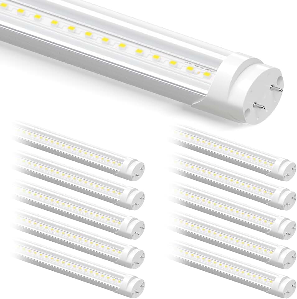 CYLYT Fluorescent Light Bulbs 48 inch Long, Type A+B T8 LED Bulb 4 Foot Replacement for F32T8 or F40T12 Lights Tube, 26W(65W Equivalent) 3400lm 6000K Daylight White Non-Dimmable, 10-Pack