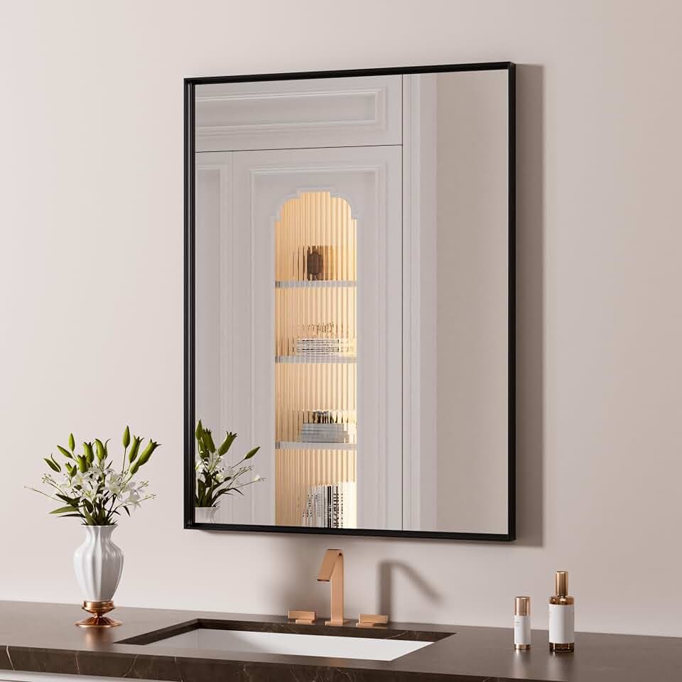 LOAAO Black Bathroom Mirror 20"X30"