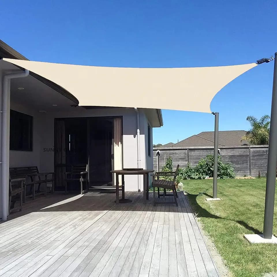 SUNNY GUARD 7' x 13' Rectangle Shade Sail 95% UV Block Outdoor Canopy