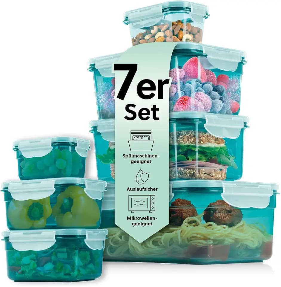 GOURMETmaxx Frischhaltedosen mit Deckel Klick-it 7-Dosen-Set | Aufbewahrungsbox für Meal Prep | Luftdichte, auslaufsichere & stapelbare Vorratsdosen mit Deckel | BPA-frei