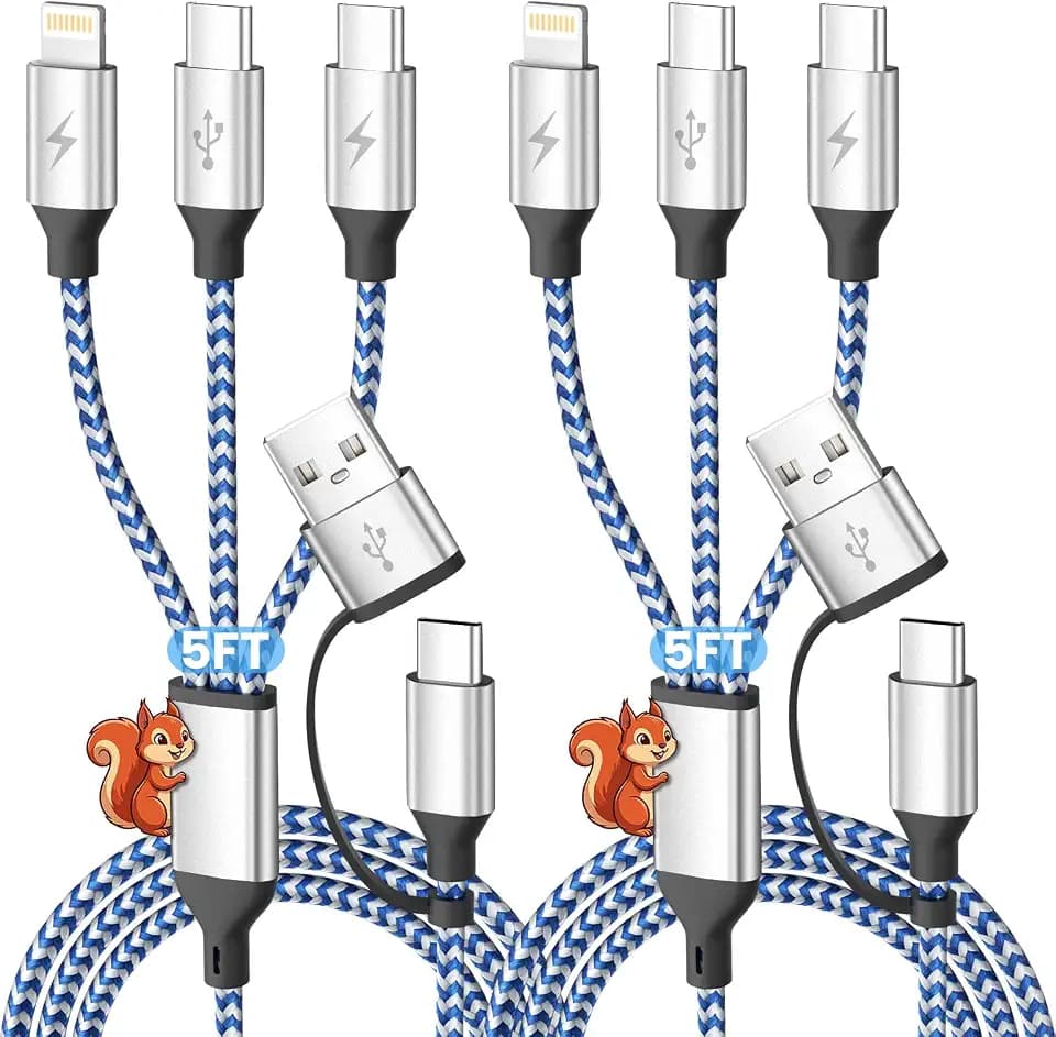 2 USBC Ports, 6IN1 Multi Charger Cable, Multi Charging Cord for All Devices
