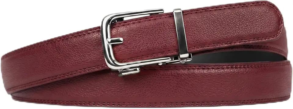Bella Belts - Classic Belt - Silver Buckle - No Hole Ratchet Belt for Women - Adjustable Leather Belt - One Size Fits All