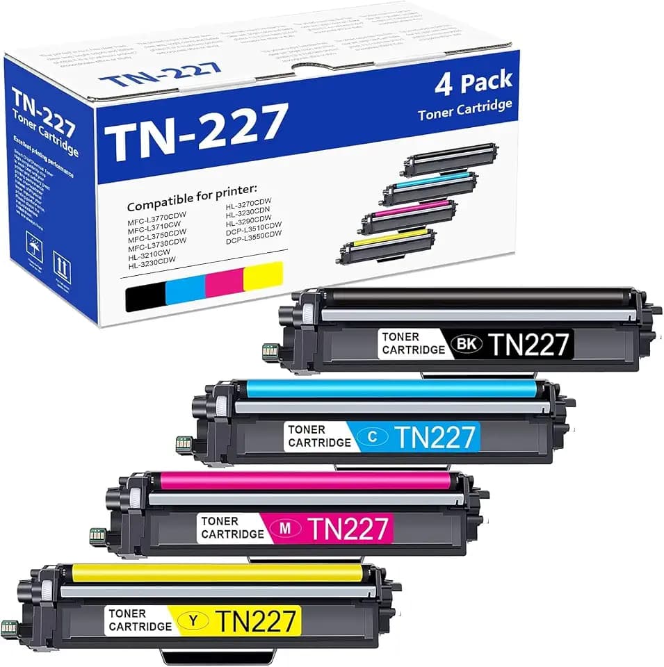 MOLIMER TN227 High Yield Toner Cartridge 4 Pack TN 227 TN-227BK/C/M/Y