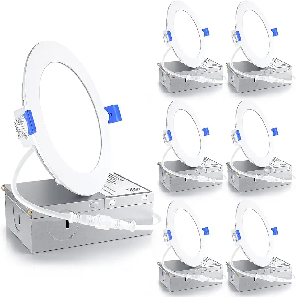 Ensenior 6 Pack 4 Inch 5000K Dimmable Canless Wafer LED Recessed Light