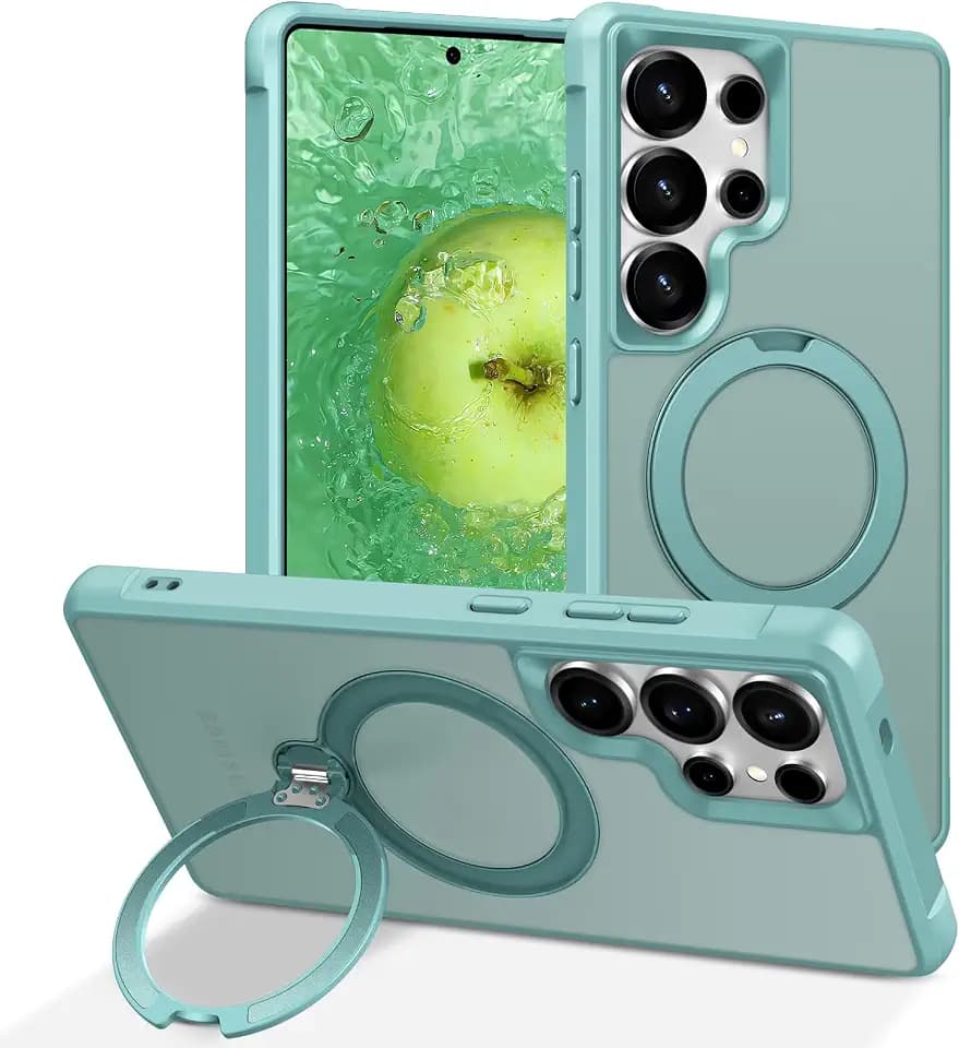 PIXIU 360°Spin Magnetic Stand for Samsung Galaxy S25 Ultra Case, Teal