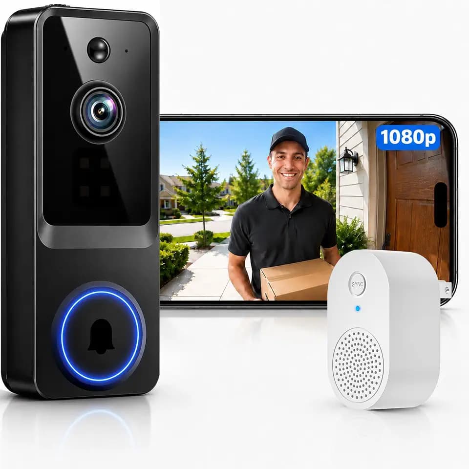 Doorbell Camera Wireless, 1080P Video Doorbell Camera Battery Powered