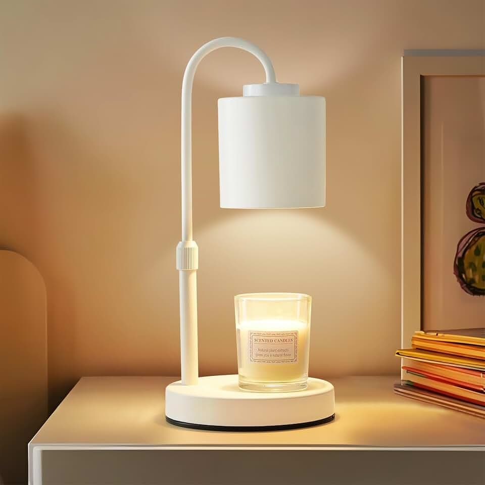 CASTLELIFE Candle Warmer Lamp with Timer & Dimmer, Height Adjustable Electric Wax Melt Warmer for Jar Candles, Gifts for Mom Home Decor, White