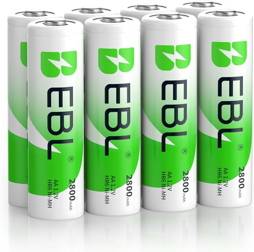 EBL AA Akku 2800mAh 8 Stück - Mignon AA wiederaufladbare Batterien, Typ NI-MH, geringe Selbstentladung mit Staubkasten, 1.2v AA Akkubatterien