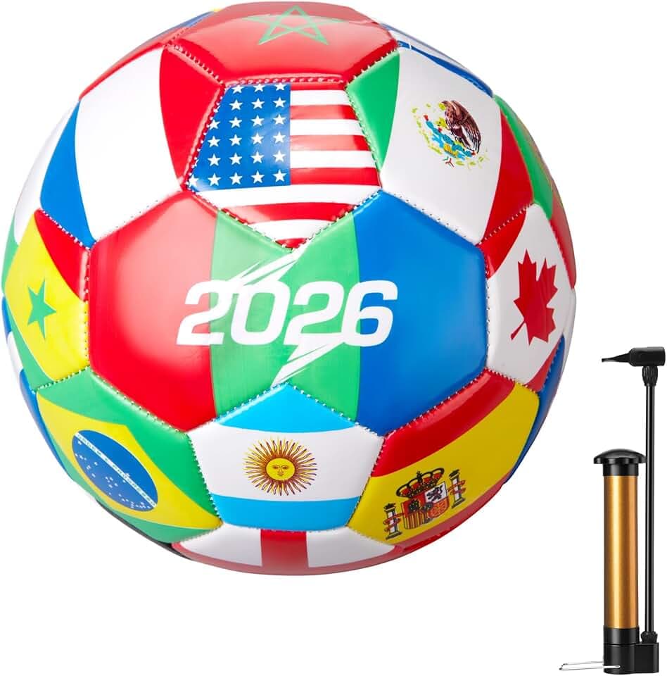 Tellingyou 2026 World Flag Soccer Ball Bulk with Pump Needle Multi-Country Design for Adults Team Training Club Events Sports Parties and Soccer Fan Gifts