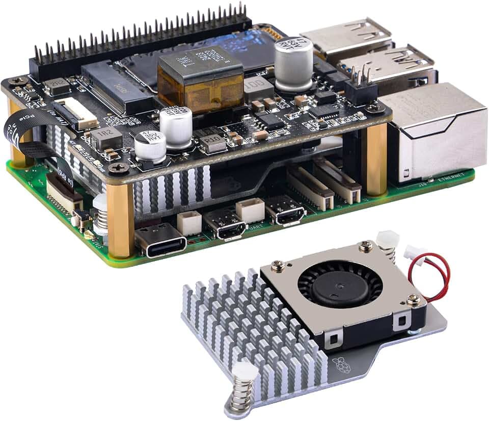 GeeekPi P31 M.2 NVME M-Key PoE+ HAT with Official Active Cooler for Raspberry Pi 5, Support M.2 NVMe SSD 2230 2242