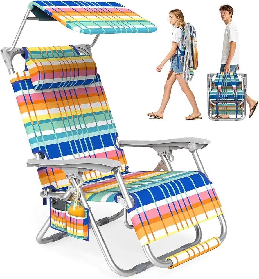 Suteck Zero Gravity Backpack Beach Chair with Canopy for Adults