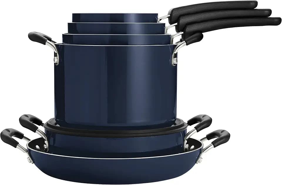 Tramontina Non Stick 11-Piece Nesting Pots and Pans Set with Lids - Naval