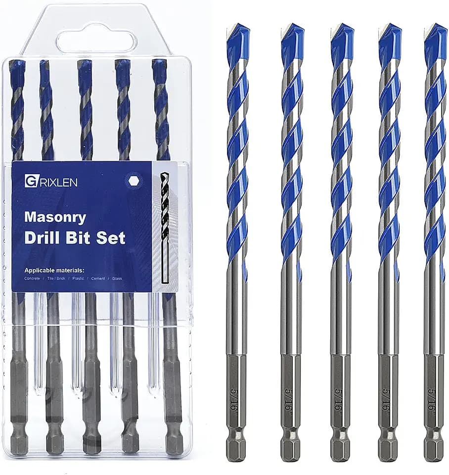 5 Pack 5/16 inch Concrete Drill Bit Set, Masonry Drill Bit Set