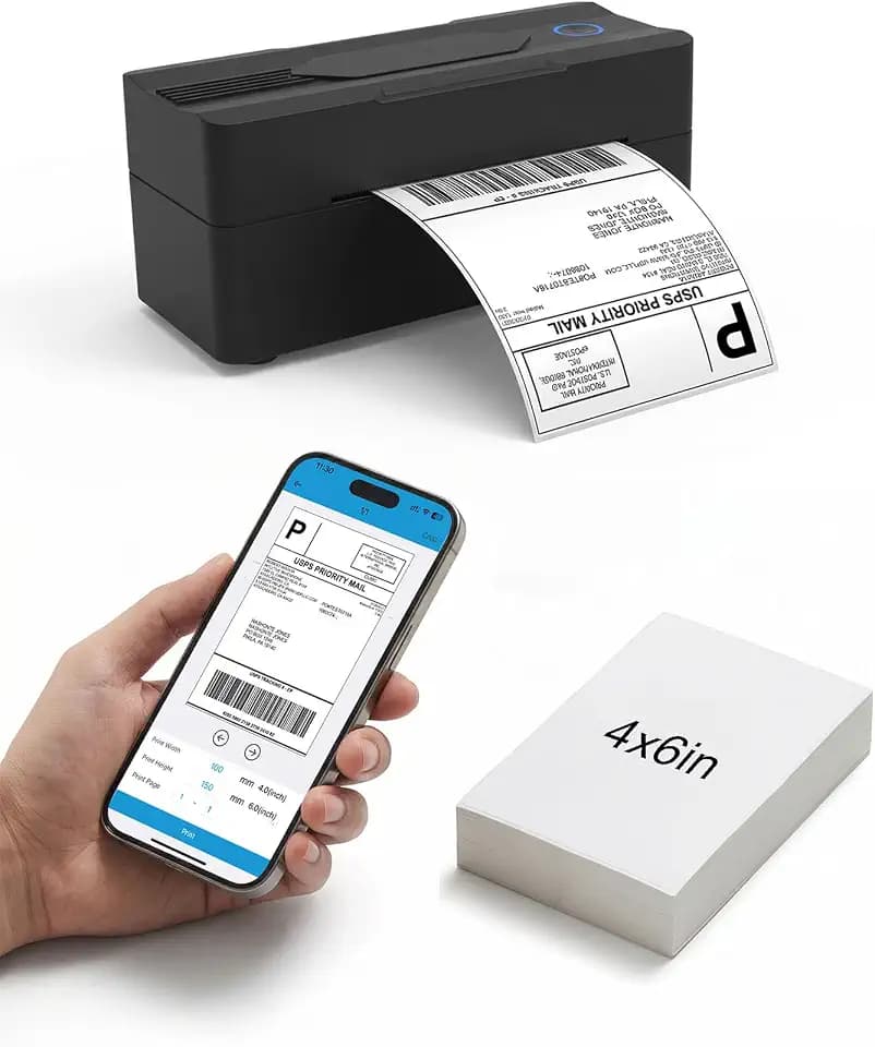 Forc Bluetooth Thermal Shipping Label Printer, 4x6, Black