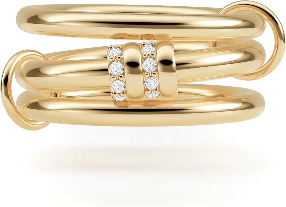Gold Stackable Rings for Women Non Tarnish, Dainty 14K Gold/Silver Plated Cubic Zirconia Spinelli Ring Chunky Multi Rings Mixed Metals Ring Stack Set Non Tarnish Jewelry
