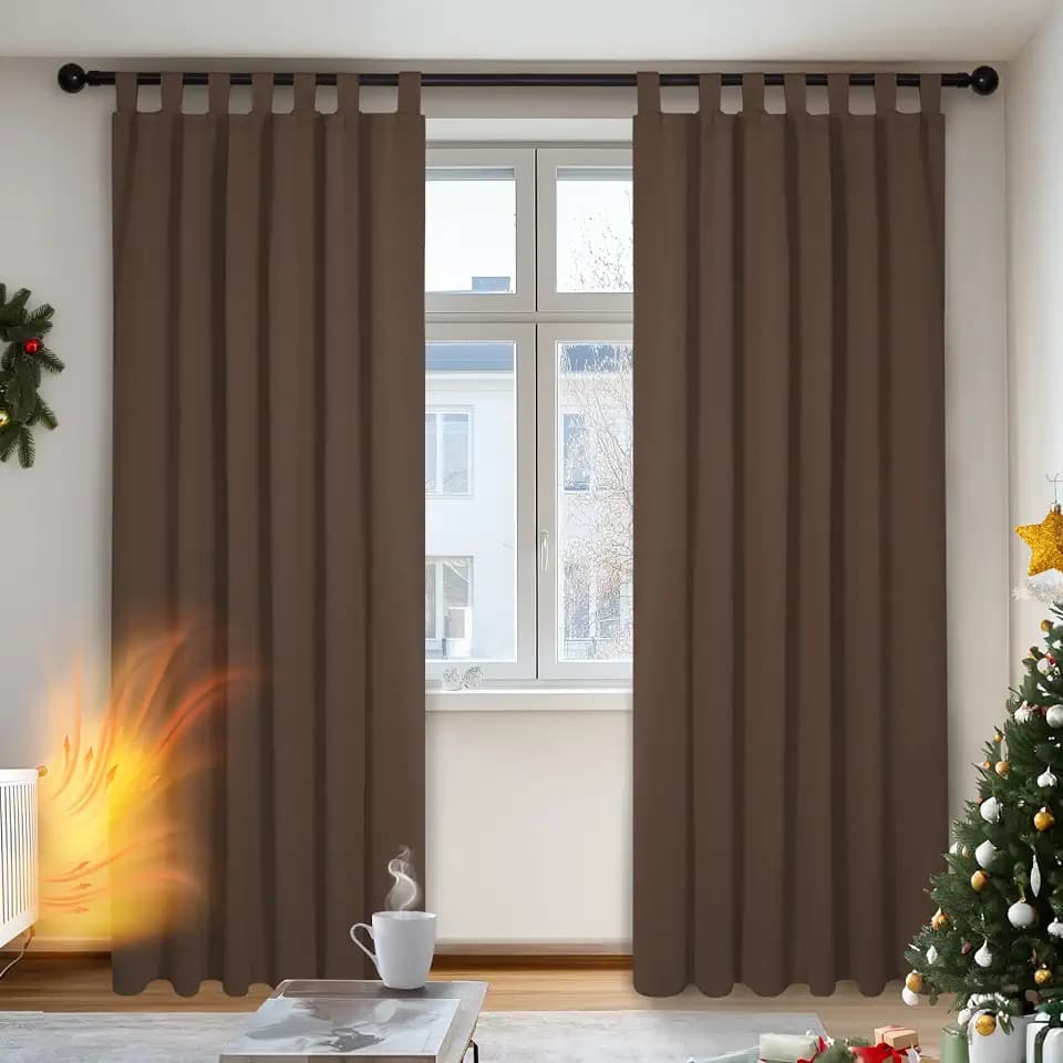 Deconovo Blackout Vorhang Schlaufen Verdunkelung UV-Schutz Braun