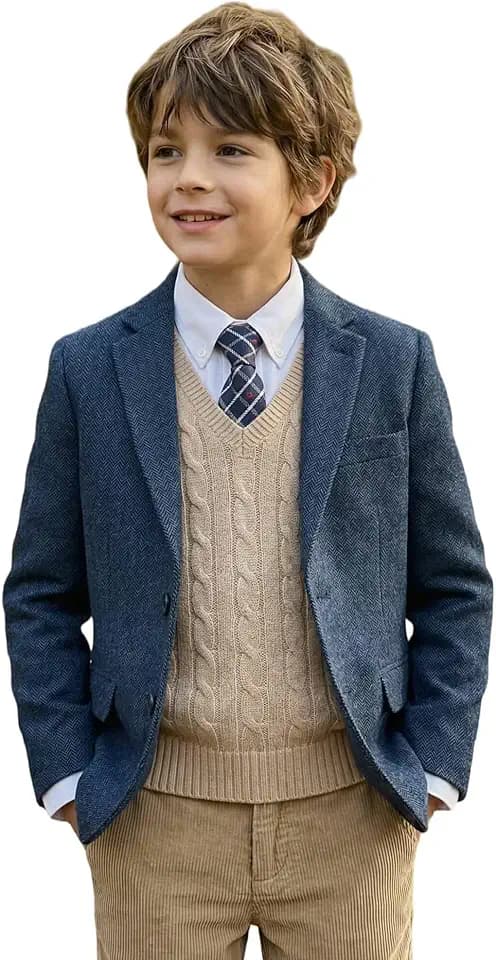 Boys Tweed Suit Blazer Herringbone Jacket Boy Sport Coats