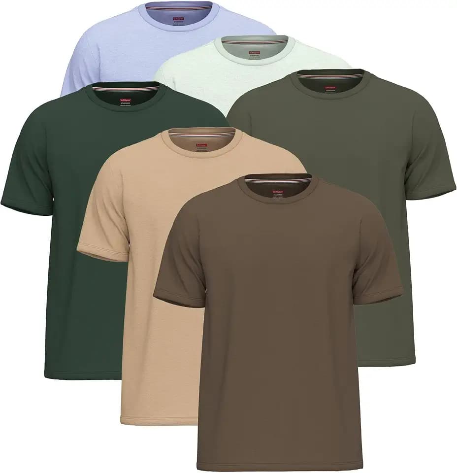6er Pack Herren T-Shirts | 100% Baumwolle T-Shirts Herren | Rundhals Multipack