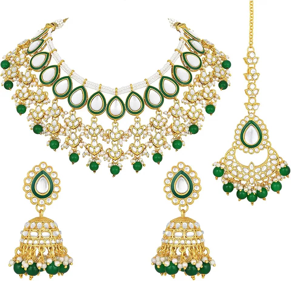 Aheli Women's Necklace Earrings Ethnic Jewelry set for Women