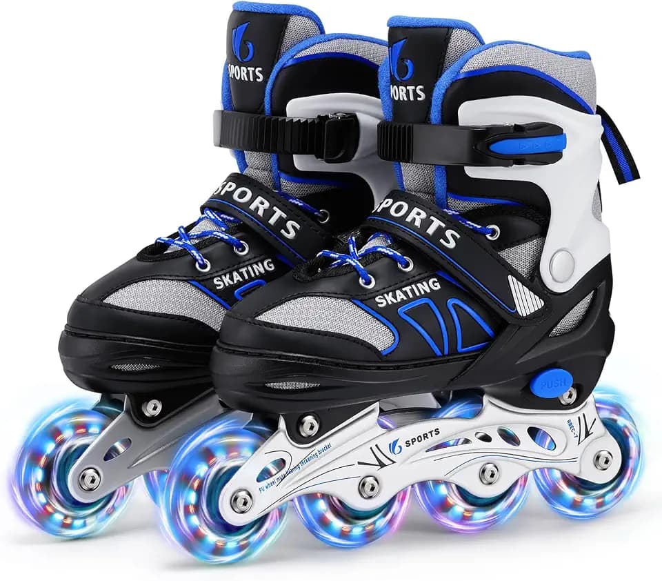 Inline Skates für Kinder Jungen Mädchen Anfänger, Inliner Herren Damen 4 Size verstellbare Rollschuhe mit Light Up Rollen.