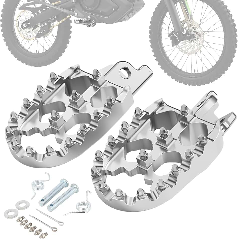 Motorcycle Foot Pegs Footpegs Wider Rest Pedal CNC for 72V Rawrr Mantis X Mini R/R17 48V Mantis Mini Pup Electric Dirt Bike Silver