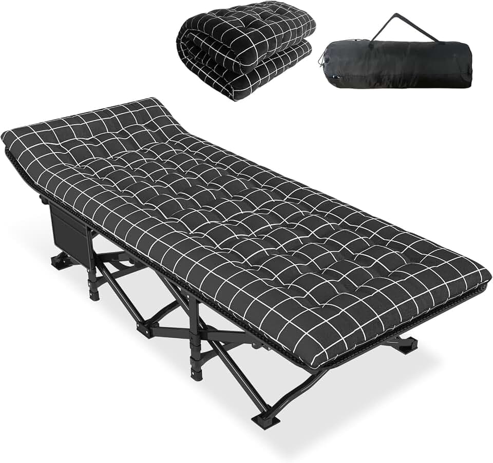 ATORPOK SHOP Campingbett feldbett klappbar, Faltbar Gästebett bis 200 kg für,Klappbett mit Seitentasche, tragbares Campingliege，Outdoor, Garten, Camping, Reisen, Indoor
