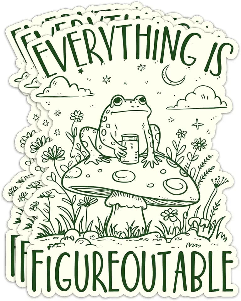 3 Pcs Everything is Figureoutable Sticker Mental Health Retro Frog Motivation Vinyl Waterproof Decal, Gift for Women, Girls, Kids, Teens – Laptop, Phone, Water Bottle, Tumbler, Car, Helmet 2 Inches
