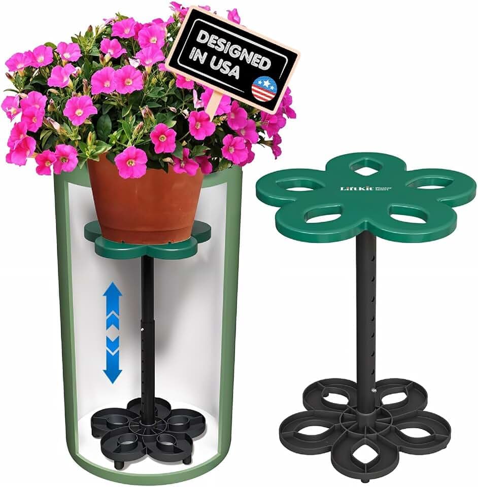 Lift Kit Planter Insert Tall Column Plant Riser Fill Bottom of Tall Flower Pots and Large Plant Containers | Indoor and Outdoor (11-17" Rise, 10" Base, 10" Top)