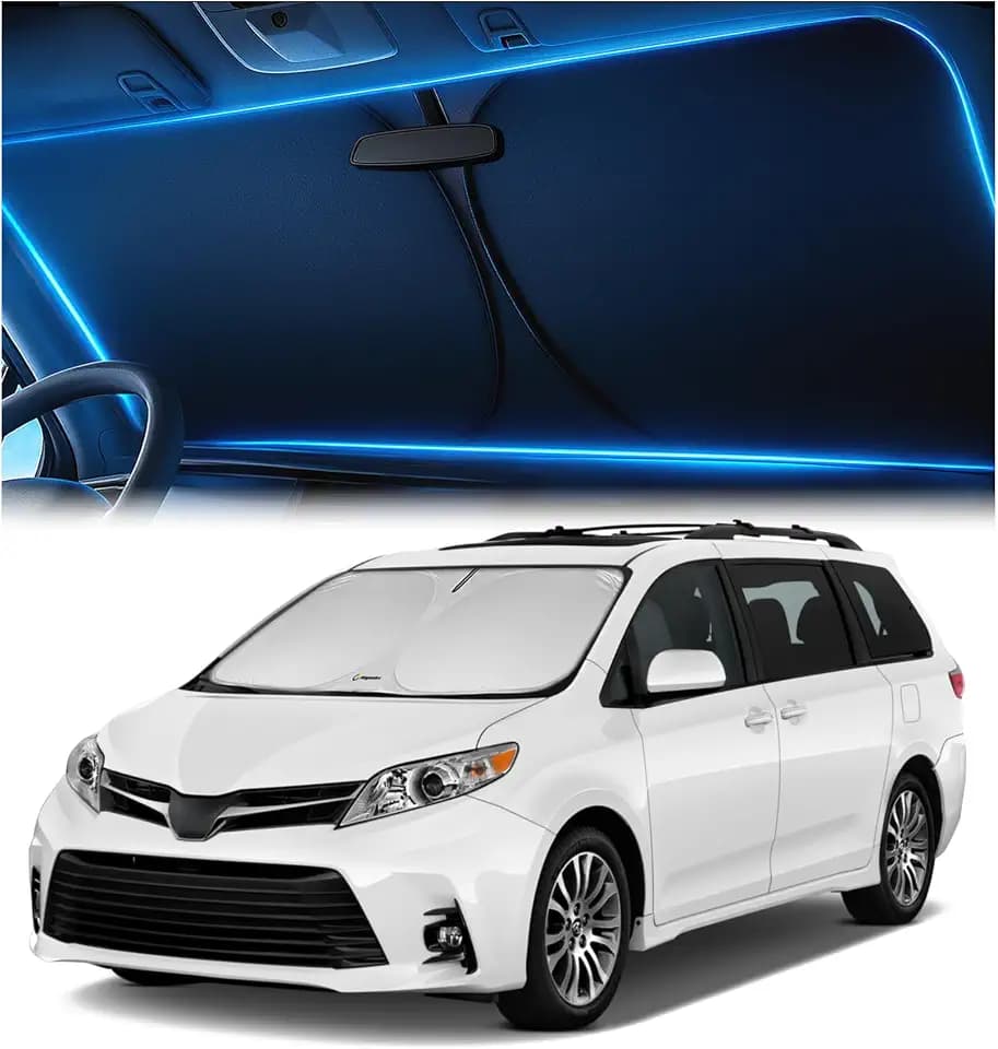 Magnelex Windshield Sun Shade for Toyota Sienna 2011-2020, Foldable Car Window Sunshade, Heat & UV Visor Cover, Reflective Front Shades Accessories