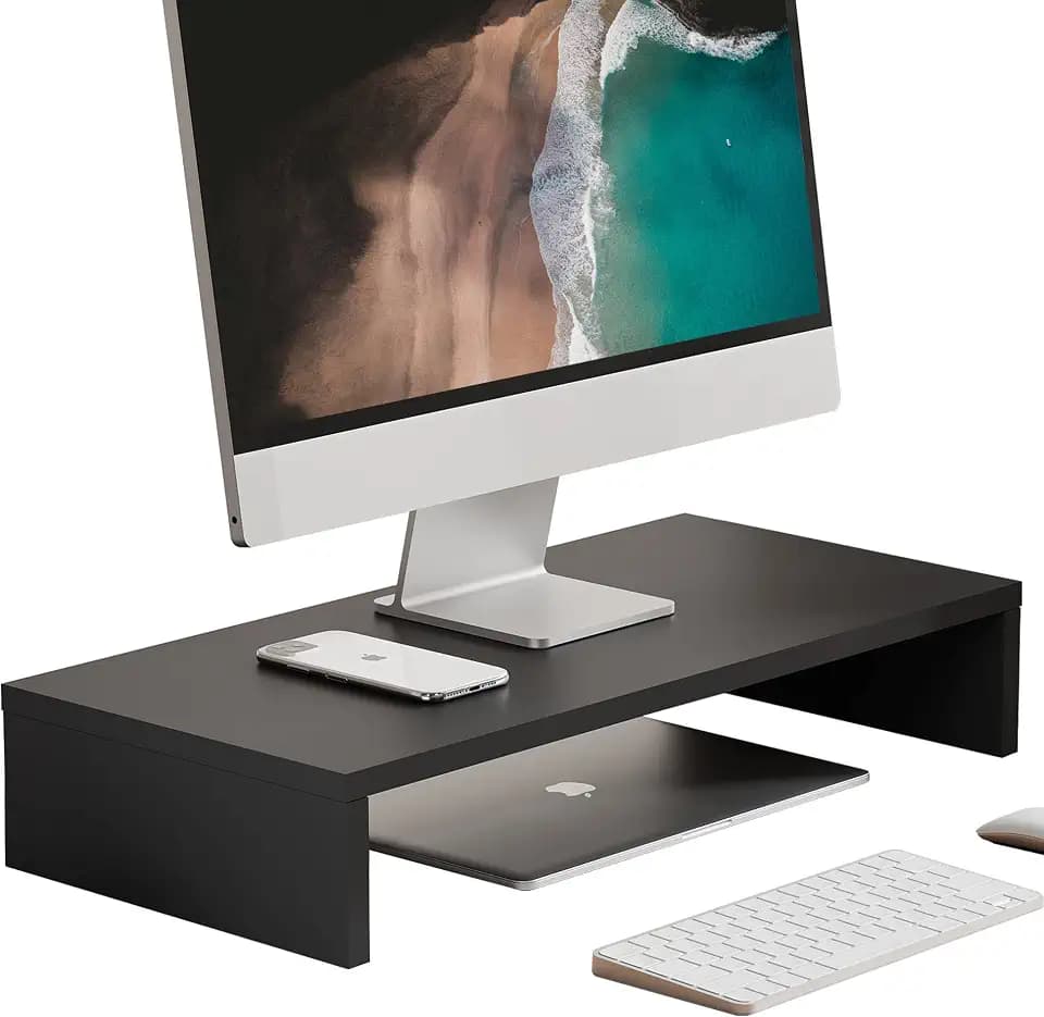 FITUEYES Monitorständer,Laptop ständer,für Monitor,42.5cm,Eiche (Schwarz, 54x25,5x10cm)