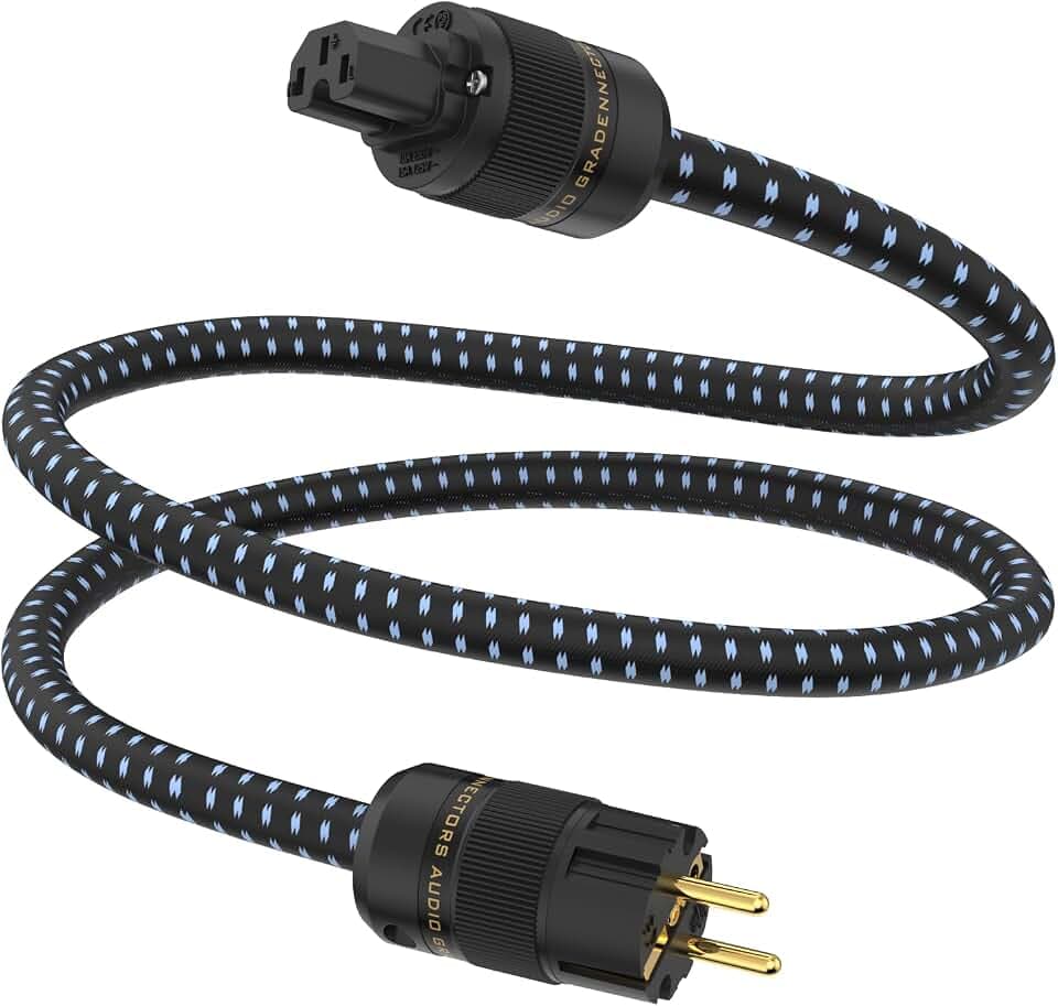 Tertullus HiFi High End Netzkabel C15 Stromkabel HiFi Audio kaltgerätekabel Mit Schukostecker & Kaltgerätestecker (P25, 1m)