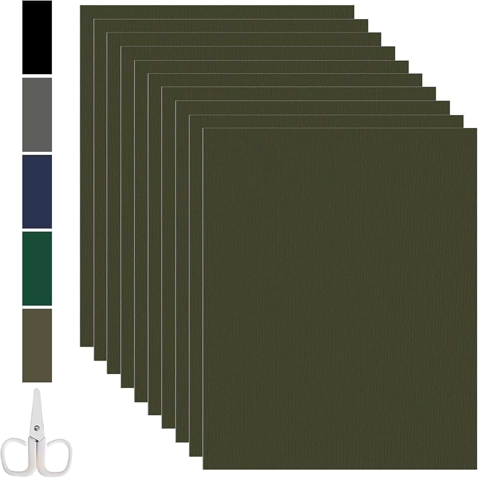 10er Nylon Selbstklebende Flicken Reparaturset 15x20cm Selbstklebender Wasserdichte Reparatur Patch Nylon Reparatur Patches mit Schere Für Zelt Daunenjacke Regenmantel-Armeegrün