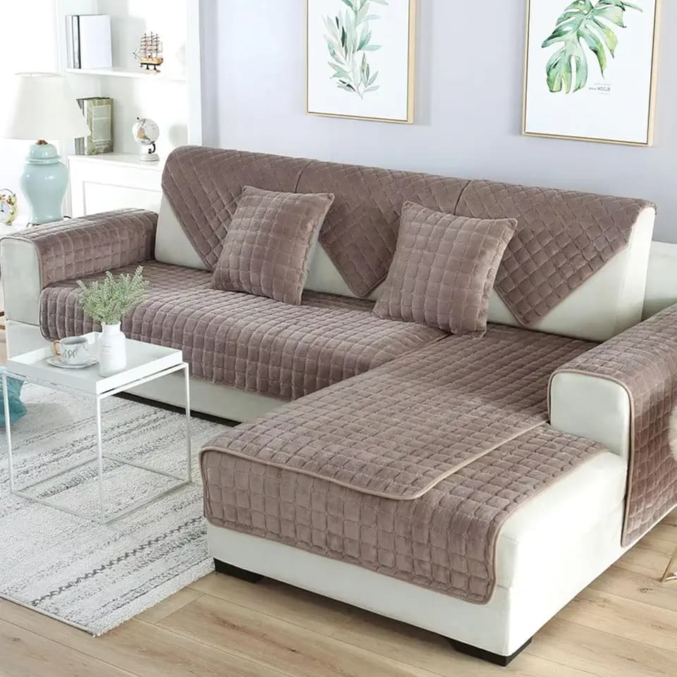 Sofa Überzug, Sofadecken für Sitzfläche, Couch Überzug 1 2 3 4 Sitzer, Sofaschoner rutschfest,Universelle Sofaüberwurf,Ecksofa Sofabezug,Kaffee,90x120cm
