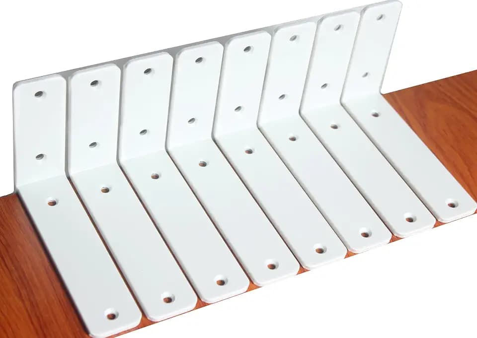 8 Pack - L 6" x H 4" x W1.5, 5mm Thick White L Shelf Bracket, Iron Shelf Brackets, Metal Shelf Bracket, Industrial Shelf Bracket, Floating Shelf Bracket, Shelf Supports with Screws