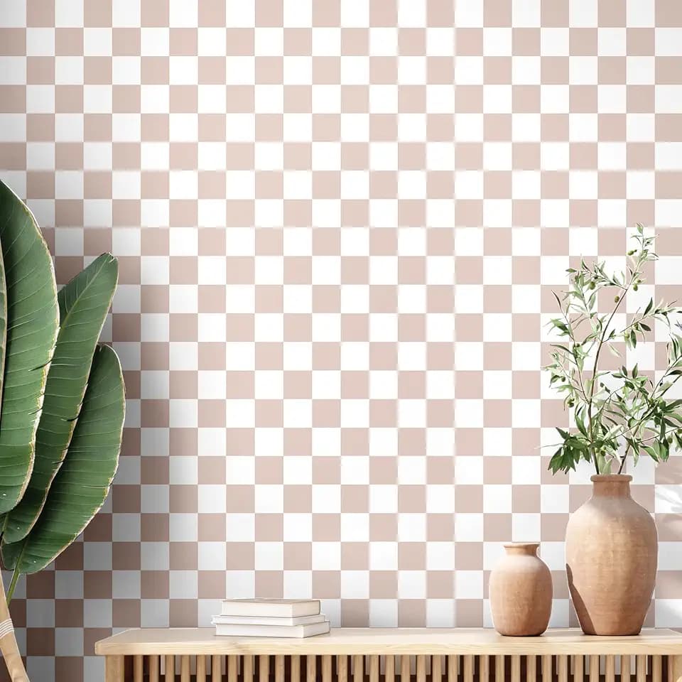 Drydiet Neutral Checkered Peel and Stick Wallpaper 15.75'' x 118"