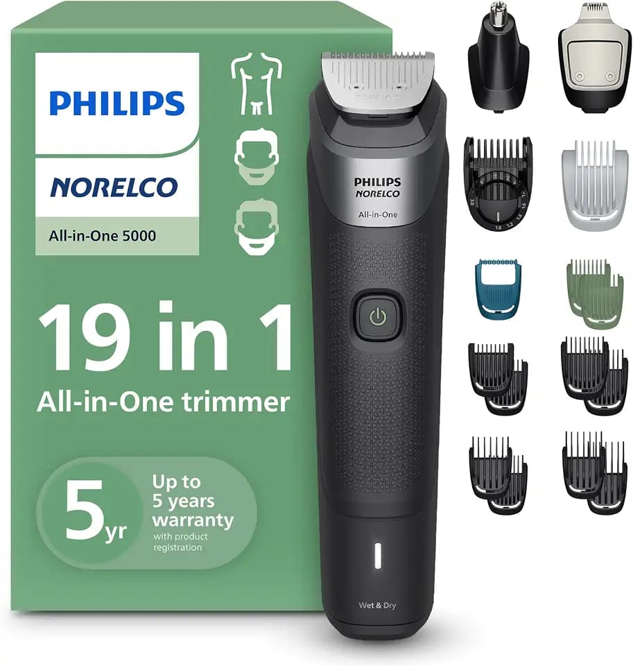 Philips Norelco All-in-One 5000 19-in-1 Trimmer, Face, Hair & Body, Black