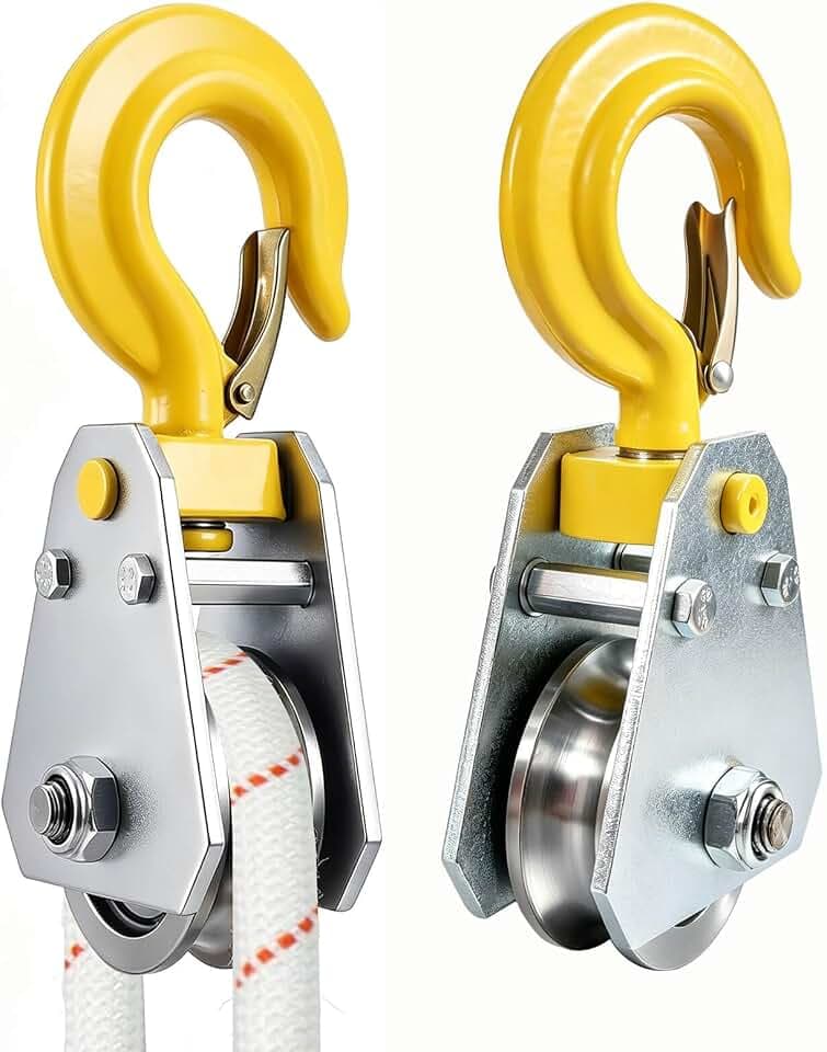 2 Ton Umlenkrolle mit Kugellager und Haken, Umlenkrollen für 15mm Seile Stahlseil, für Seilzug Seilwinde Forst Zubehör