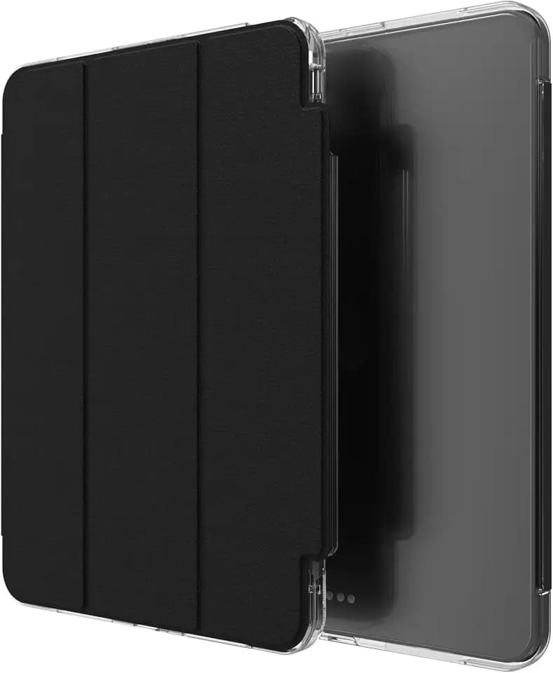 ZAGG Crystal Palace Folio Graphen verstärkte Hülle mit Standfuss für iPad Pro 11 [2024] [11-Inch], Kein Vergilben, Stiftablage, stossfeste Pad Hülle (Transparent)