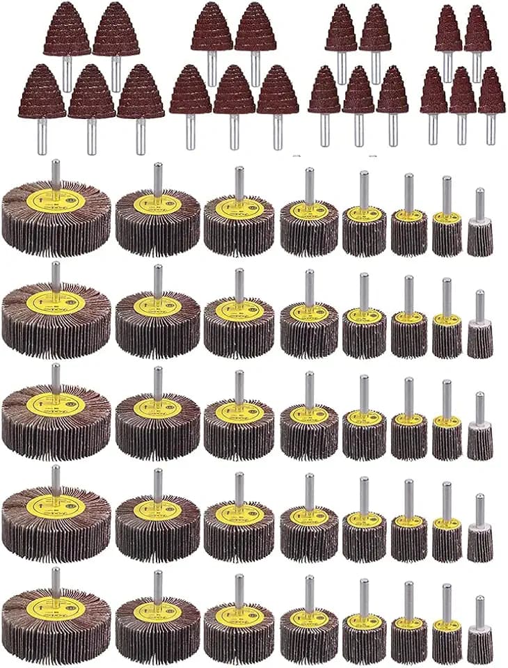 Rocaris 60 Pack 80 Grit 1/4" Abrasive Flap Wheel Sander