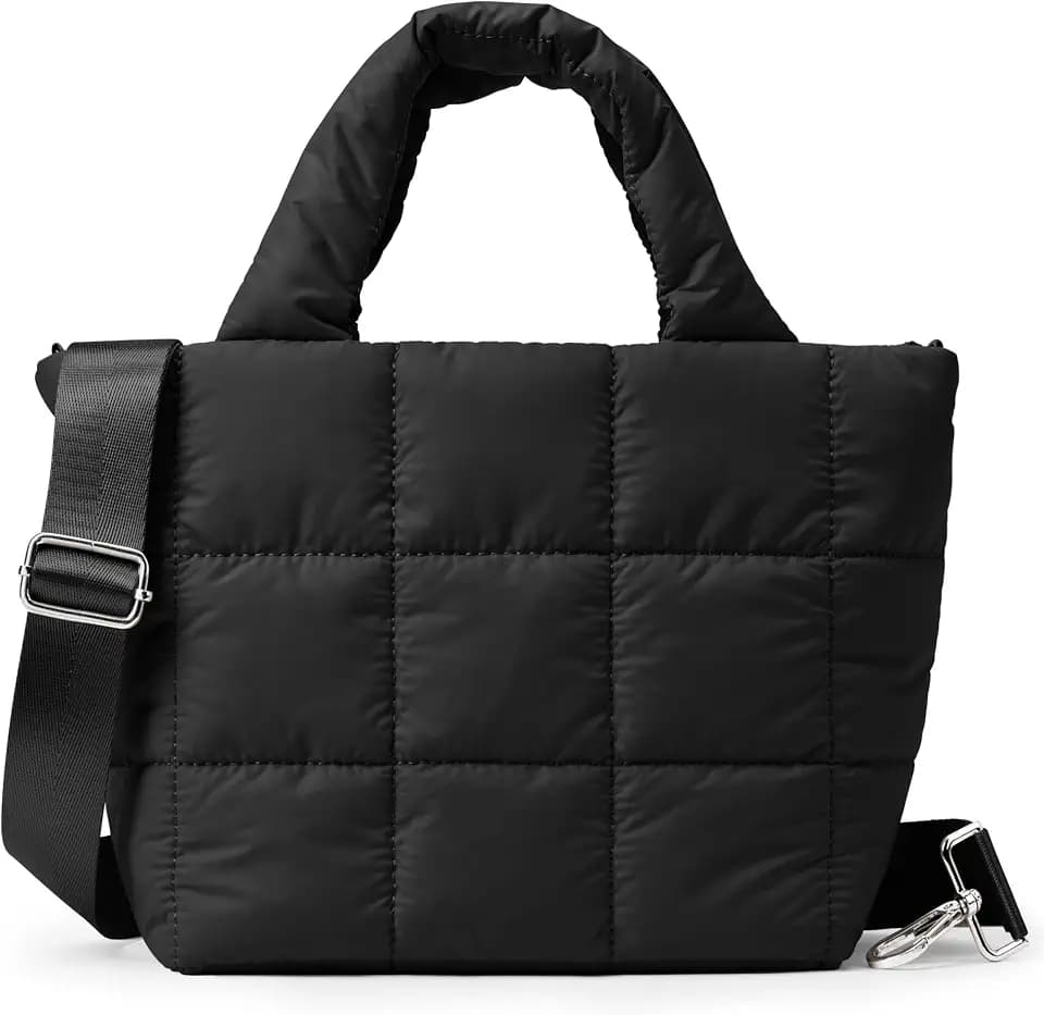 KALIDI Quilted Tote Bag Small Puffer Crossbody Bag for Women Lightweight Nylon Puffy Shoulder Handbag with Adjustable Strap