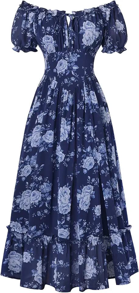 SCARLET DARKNESS Damen Sommer Korsett Kleid Blumen Boho Freizeitkleider