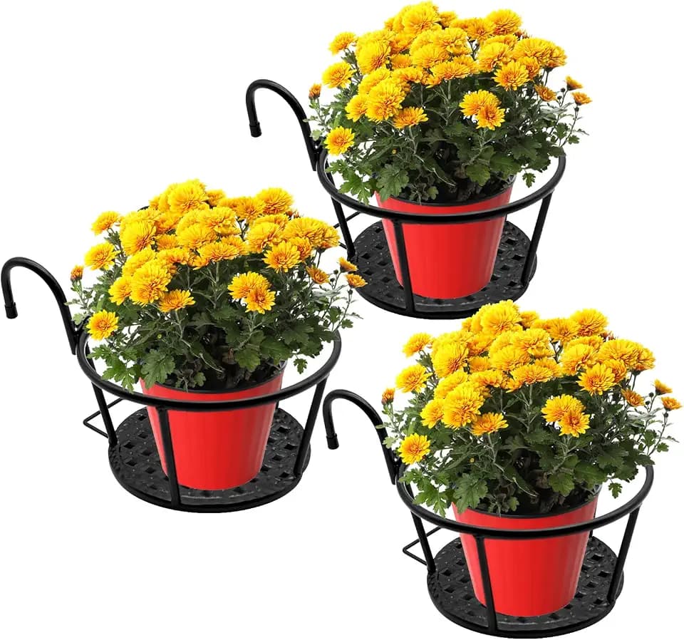 Hanging Flower Pots for Home Kitchens are Commonly Used On Balconies with Iron Hollow Leaves to Decorate The Stable Garden Green Plants Grow Oxygen Well Baskets (Black)
